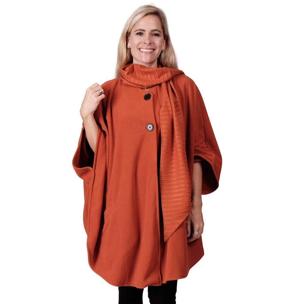 Le Moda Women’s Wrap with Integrated Pleated Scarf